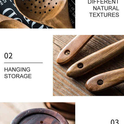 9-Piece Wooden Kitchen Utensil Set