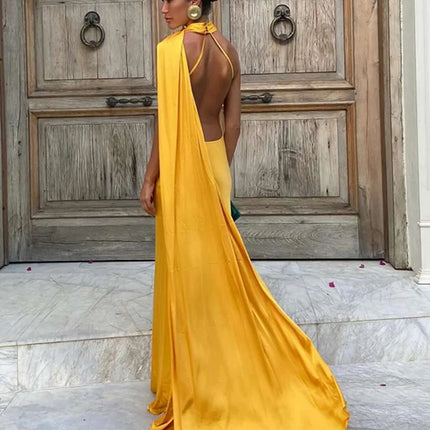 Ribbon Halter Maxi Dress