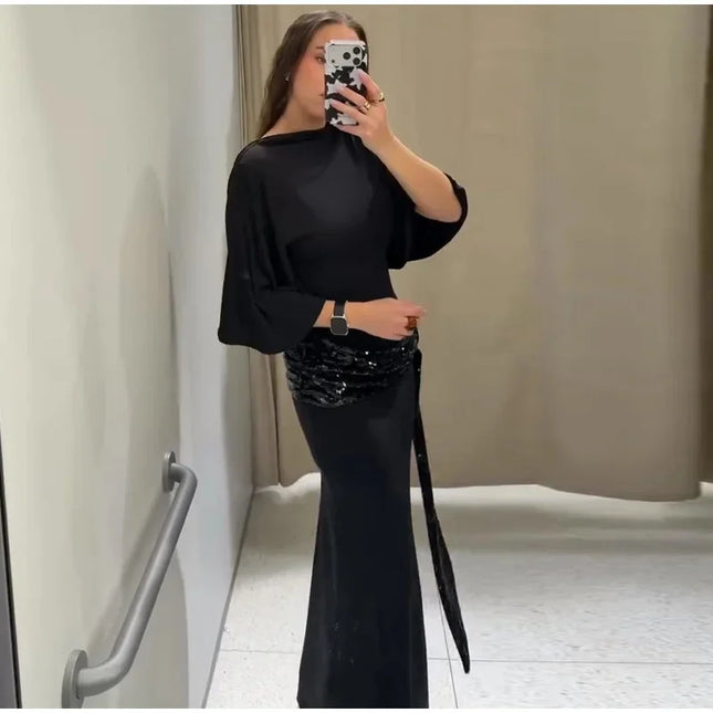 Sequin Patchwork Maxi Dress