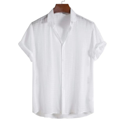 Men’s Short-Sleeve Cotton Linen Shirt