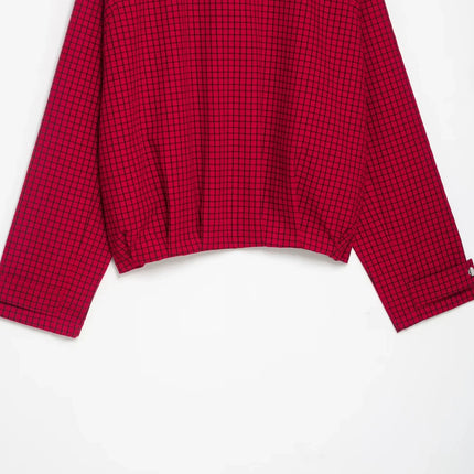 Women's Red Plaid Bomber Jacket