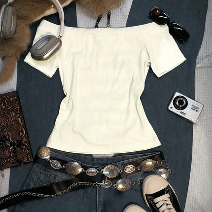 Women's Off-Shoulder Musical Note Top
