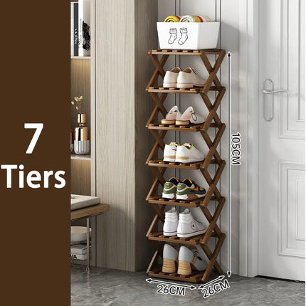 Foldable Bamboo Shoe Rack