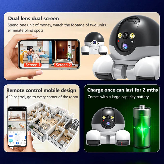 NNEOBA Dual Lens WiFi PTZ Security Camera with Auto Tracking