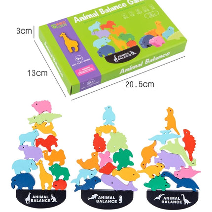 Wooden Dinosaur Balancing and Stacking Game for Kids