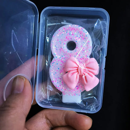 Pink Bow Number Birthday Candles