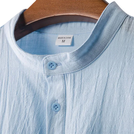 Men's Cotton Linen Henley T-Shirt