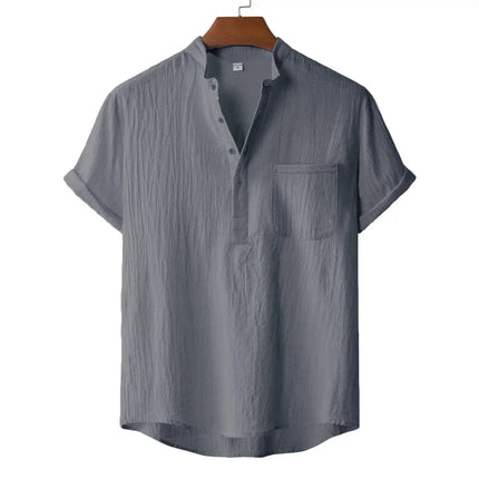 Men's Cotton Linen Henley T-Shirt