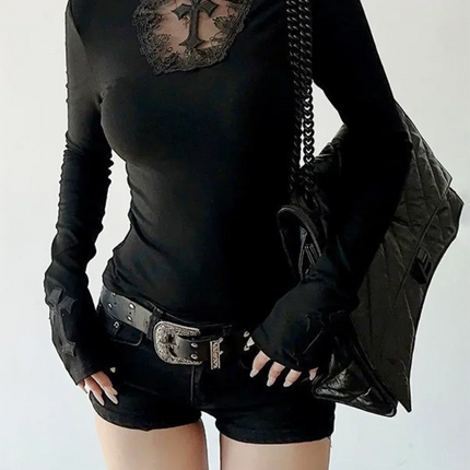 Women's Gothic Cross Turtleneck Top