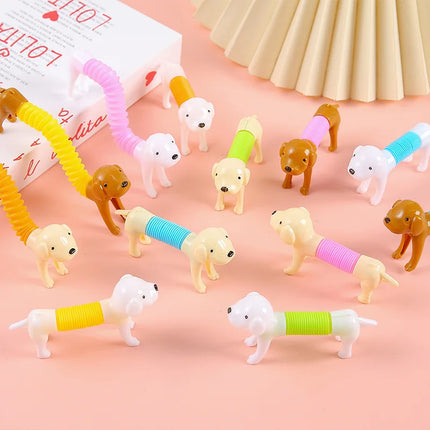 10-Piece Dog Pop Tube Toy Set