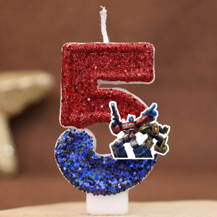 Robot Car Number Birthday Candles