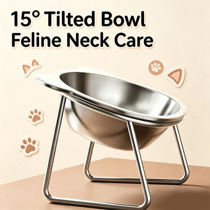 Tilted Stainless Steel Cat Bowl