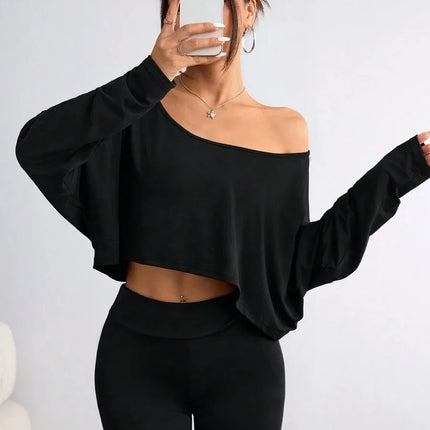 Title: Women's Black Asymmetrical Top