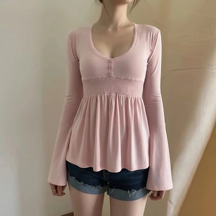Women's Lace Trim V-Neck Top
