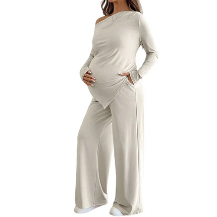 2-Piece Maternity Polo Shirt and Pants Set