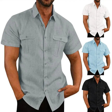 Men’s Linen Stand Collar Shirt