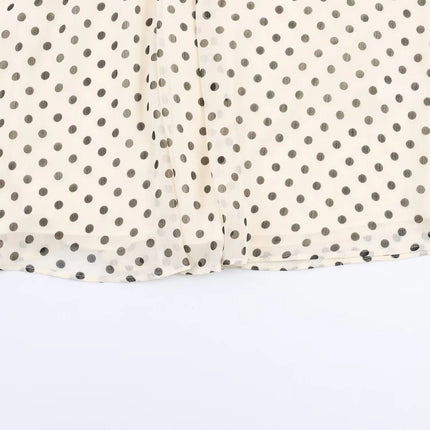 Polka Dot High-Collar Blouse