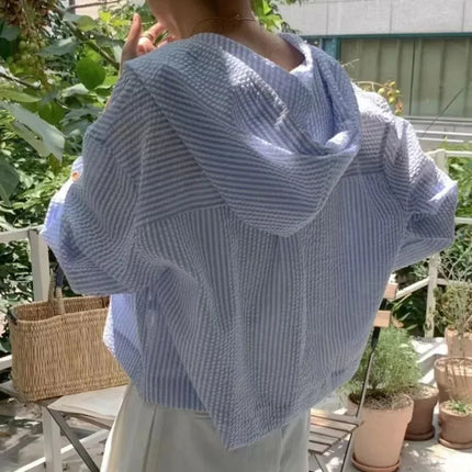 Women's Striped Hooded Shirt