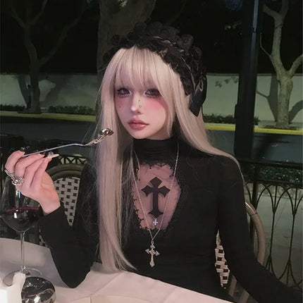 Women's Gothic Cross Turtleneck Top