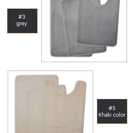3-Piece Bathroom Floor Mat Set