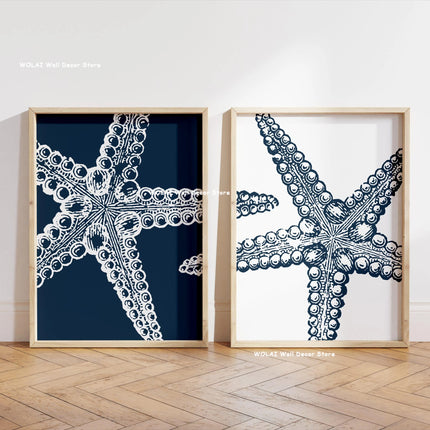 Retro Blue Sardine Canvas Poster