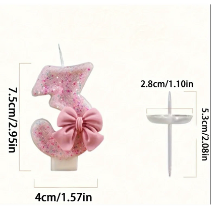 Pink Bow Number Birthday Candles