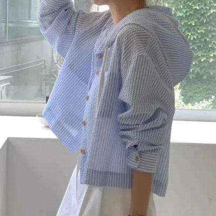 Women's Striped Hooded Shirt