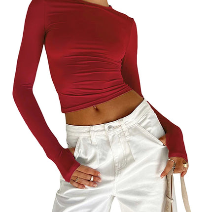 Women's Long Sleeve Slim Fit Crop Top