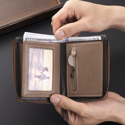 Retro Zipper Leather Wallet