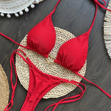 Halter Triangle Bikini Set