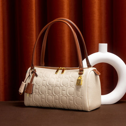 Textured Boston Shoulder Bag