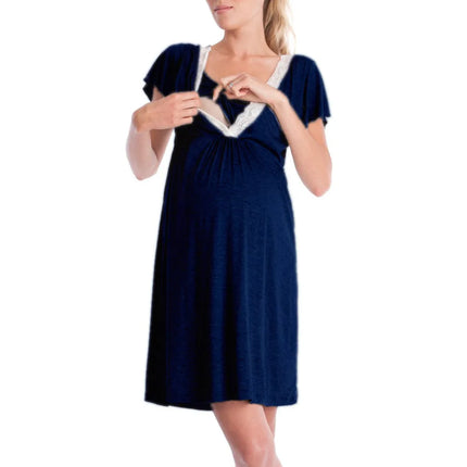 Lace Patchwork Maternity Nursing Dress