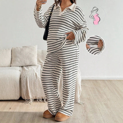 2-Piece Maternity Polo Shirt and Pants Set