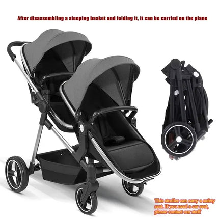 Foldable Convertible Twin Baby Stroller