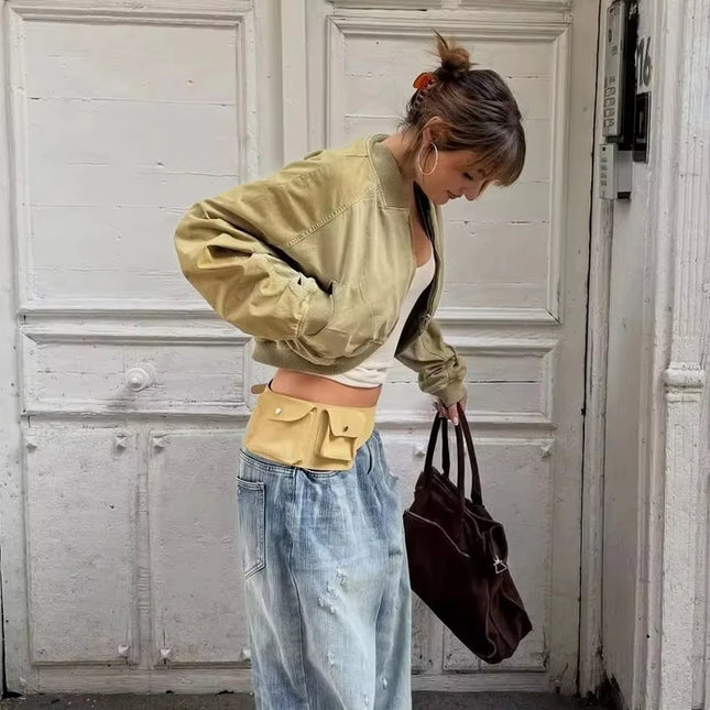 Women's Cropped Varsity Bomber Jacket