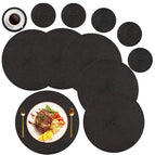 6Pcs 33.5CM Black 1 / 6 Mats 6 Coaster