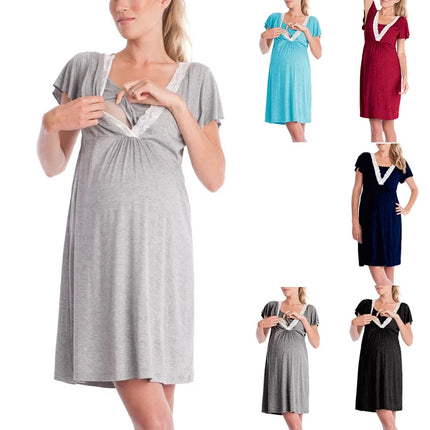Lace Patchwork Maternity Nursing Dress
