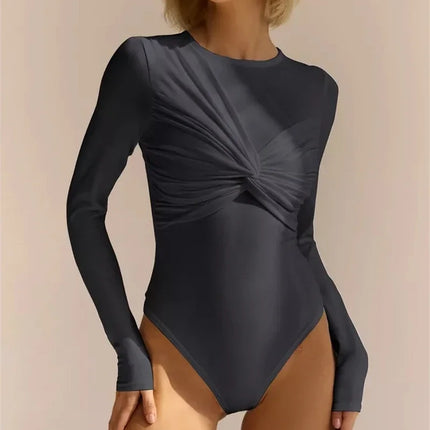 Women's Long-Sleeve Corset-Style Bodysuit