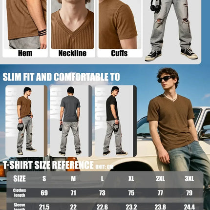 Men's Ribbed V-Neck T-Shirt