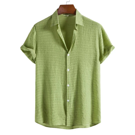 Men’s Short-Sleeve Cotton Linen Shirt