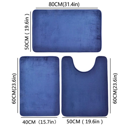 3-Piece Bathroom Floor Mat Set