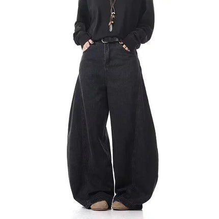 Men’s Black Loose Wide-Leg Jeans