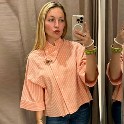 Striped Asymmetric Button Shirt