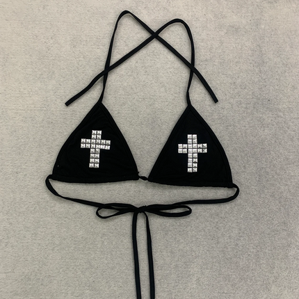 Studded Triangle Bikini Top