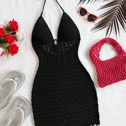 Gradient Hollow-Out Knit Dress