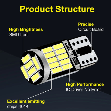 T10 White LED Car Bulbs