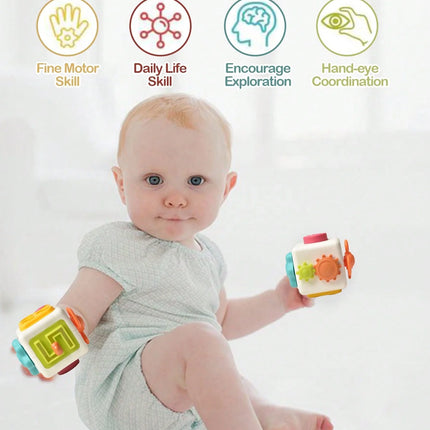 6-in-1 Montessori Sensory Busy Board Activity Cube for Kids
