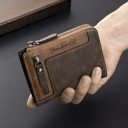 Retro Zipper Leather Wallet