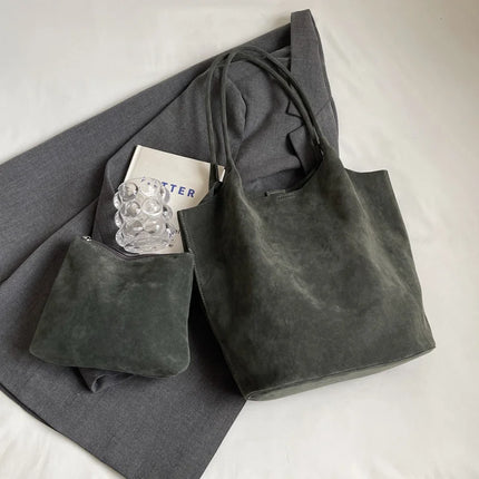 Suede Tote Shoulder Bag