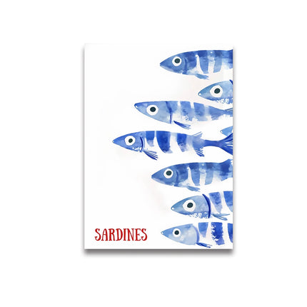 Retro Blue Sardine Canvas Poster